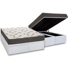 Imagem de Cama Box Baú Queen: Colchão Espuma D45 Ortobom Light + Base Crc Courano White(158X198)