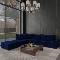 Imagem de Sofá de Canto 9 Lugares com Puff Itapema Azul