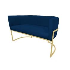 Imagem de Namoradeira Decorativa Luana Suede Azul Marinho 2 Lugares Base Dourada