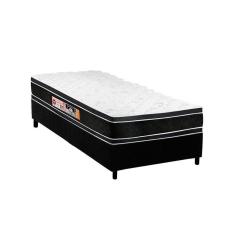 Imagem de Cama Box Solteiro: Colchão Espuma Castor D33 Black E White Double Face + Base Black(88X188)