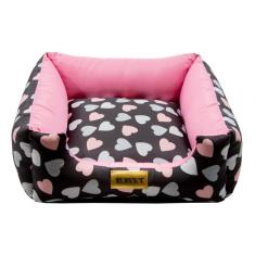 Imagem de Cama Luppet Quadrada Preto Coração - Tam. G