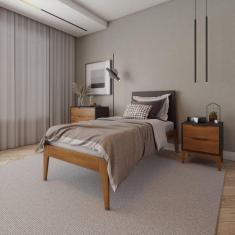 Imagem de Cama Solteiro Madeira Maciça Club Artemobili Preto/Garapa