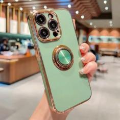 Imagem de Capa de silicone com revestimento magnético para iPhone 15 14 13 12 11 Pro Max XS XR 7 8 Plus SE 2020 2022 Capas completas com suporte de anel, verde fruta, para iPhone11 Pro Max