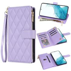 Imagem de Asuwish Capa de celular para Samsung Galaxy S22 5G carteira com alça transversal flip zíper suporte para cartão de crédito suporte S 22 22S 4G G5 15.5 cm corpo inteiro TPU meninos mulheres meninas