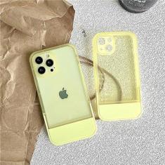 Imagem de Capa de telefone com suporte de suporte para iPhone 14 13 12 11 Pro Max XR X XS Max 7 8 Plus Suporte de silicone macio transparente Capa traseira transparente, amarela, para iPhone 12