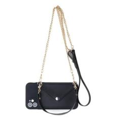 Imagem de Capa de telefone carteira com corrente crossbody portátil para Samsung S22 Note 20 Ultra 10 Lite S20 S21 A21S 51 71 31 41 50 70 12 A32 42 A52 72, preta, para Samsung S21 Plus