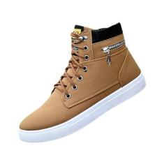 Imagem de Jueshanzj Sapatos de lona masculinos sapatos casuais sapatos de cano alto, Caqui, 41