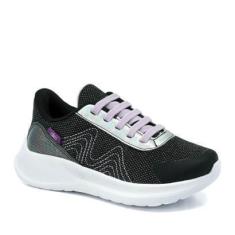 Imagem de Tênis Infantil Freedom Kids 445 Preto Prata Lavanda-Feminino