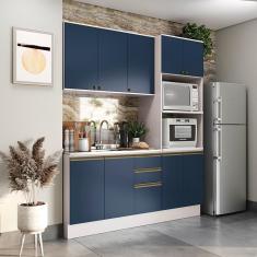 Imagem de Cozinha Compacta Celeste Kappesberg 100% mdf Branco/Azul 190cm