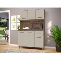 Imagem de Armário De Cozinha Ca  6 Portas + Gaveta Organizadora Cor  Canela / Of