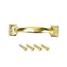 Imagem de 5/1 conjunto de maçanetas de porta em arco de metal de 4/6 polegadas com parafusos, armários de móveis, puxadores de gaveta, portão de ferro, maçanetas de porta de galpão de celeiro, OURO 4 polegadas