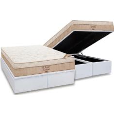 Imagem de Conjunto Box Baú: Colchão Molas Ortobom Nanolastic Elegant + Base CRC Courano White King (186x198)