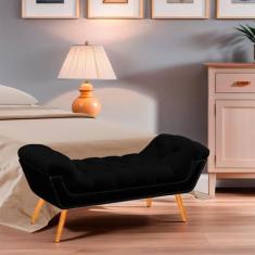 Imagem de Recamier Estofada Casal Ayla Veludo Preto - Ateliê Do Conforto