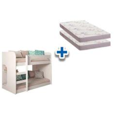 Imagem de Beliche Cimol Ema+2 Colchões Ortobom Physical Branco