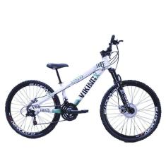 Imagem de Bicicleta Viking X Tuff 25/30 Aro 26 Freio A Disco Mec 21v Cambios Importados Branco Verde