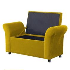 Imagem de Recamier Bau Egeo 120x Suede Mostarda - Bandiera Decor