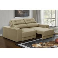 Imagem de Sofá Retrátil E Reclinável 1,80M 3 Lugares Nubia Suede Bege  Madelina