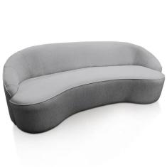 Imagem de Sofá Curvo Montserrat 210cm 03 Lugares Linho Cinza Mesclado - Nexta Ca