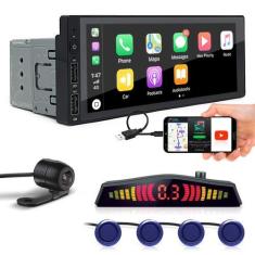 Imagem de Kit Multimídia 1 Din + Câmera Ré + Sensor Ré Azul Jac J3 2010 2011 201