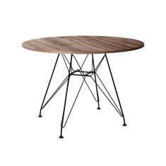 Imagem de Mesa Eiffel Redonda 110Cm Tampo De Madeira Amendôa Com Base De Ferro Preto - Cor: Marrom