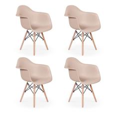 Imagem de Conjunto 4 Cadeiras Charles Eames Wood Daw Com Braços Nude