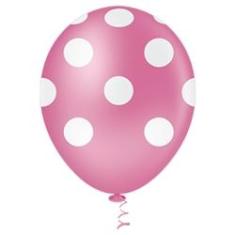 Imagem de Bexiga Fantasia Bolinha 10" Rosa Forte com Branco Pic Pic 25 Unidades