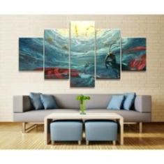 Imagem de Quadro Decorativo WuKong 5 peças 130x65 cm em tecido