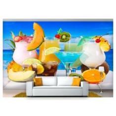 Imagem de Papel De Parede Drinks Bebidas Praia Verão 3D Al116