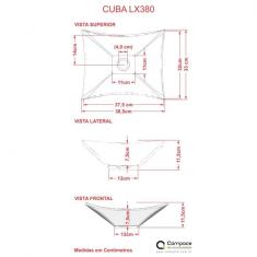 Imagem de Kit Cuba L38 C/Válvula Metal 1'' (2,6cm) Compace Bege