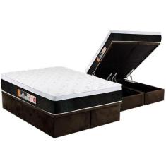 Imagem de Cama Box Baú King: Colchão Espuma D45 Castor  Black E White Air Euro P