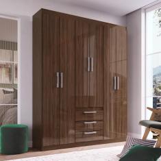 Imagem de Guarda Roupa Casal 6Pts 3GVTs Basic Decibal Cacau Brilho