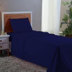 Imagem de Jogo de Cama Solteiro 3 pç 400 Fios Azul Marinho