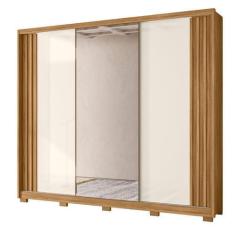 Imagem de Guarda Roupa Arizona 260cm 3 Portas Com Espelho Freijó Off White Moval