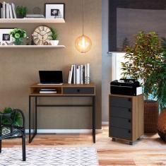 Imagem de Conjunto de Escrivaninha com Gaveteiro de Escritório Office 5 GV Grafite e Mel