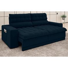 Imagem de Sofá Omega 2,50m Assento Retrátil e Reclinável Velosuede Petróleo - Netsofas