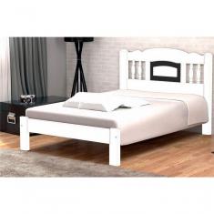 Imagem de Cama Queen Size Atenas de Madeira Maciça Angelim Pedra Tauari Branco Preto