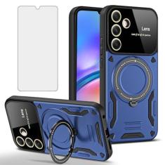 Imagem de Furill Capa de telefone para Samsung Galaxy A05s/A05 com tela de vidro temperado, alça de pulso, capa protetora resistente, anel invisível rotativo de 360°, suporte fino, protetor Ao5s Ao5 A 05s 05