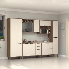 Imagem de Cozinha Completa 6 Peças Balcões Aéreos Vidro Reflecta Comtampo Aspen Luciane Móveis Vanilla-beige