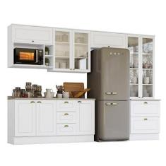 Imagem de Cozinha Completa Americana 7 Peças com Cristaleira Branco - Móveis Hen
