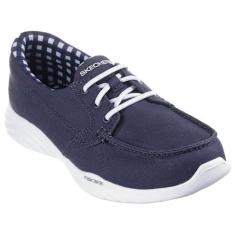 Imagem de Skechers Calçado náutico para mulher, Azul-marinho/branco, 6.5