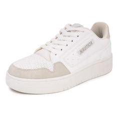 Imagem de Nautica Tênis feminino moderno casual com plataforma de cano baixo, design grosso com cadarço para caminhadas e tênis, White Sand-milagros, 38