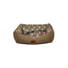 Imagem de Cama para Cachorro Retangular em Corino + Poliéster Marrom Ursinho Média (M) 55 x 42 cm