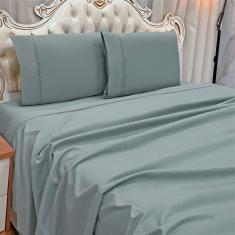 Imagem de Jogo De Cama Lençol Stella Casal 4 Peças Percal 300 Fios Ponto Infinito Macio - Cinza Chumbo