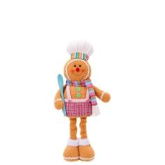 Imagem de Eforcase Bonitas figuras de homem de gengibre de Natal ornamento de pernas ajustáveis, pão de gengibre com chapéu, decoração de lareira de mesa, estatuetas de centro de mesa, decoração de janela,