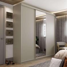 Imagem de guarda-roupa casal com 1 espelho geneve 3 pt 4 gv bege