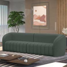 Imagem de Sofá Decorativo Sala De Estar 332cm Adam 4 Lugares Veludo Cinza G45 -