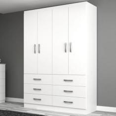 Imagem de Guarda-Roupa Solteiro Treviso 4 Portas 6 Gavetas Branco - Evidência Mó