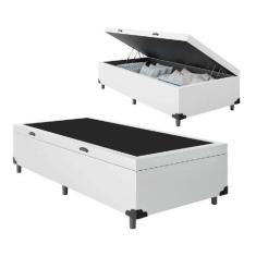 Imagem de Cama Box Baú Base Solteiro Couro 44x88x188 Branco Reforçada - Imperial
