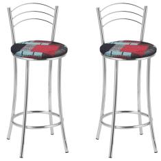 Imagem de Kit 2 Banquetas Cromadas BC26-B E522 Cromado/Floral