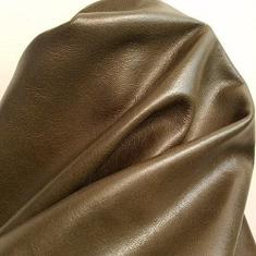 Imagem de NAT Leathers Bolsa de mão marrom escuro cáqui (oliva) macia 70,9 g couro de vaca genuíno pele de pele napa